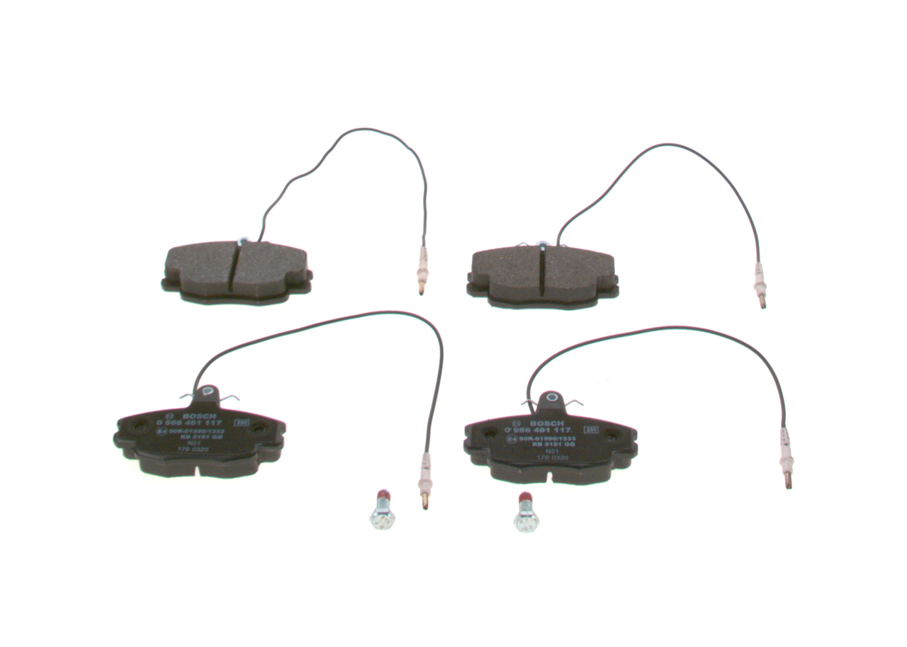 Plăcuțe de frână 77 01 203 777 BOSCH 0986461117 RENAULT, PEUGEOT, DACIA, CITROЁN, RENAULT TRUCKS