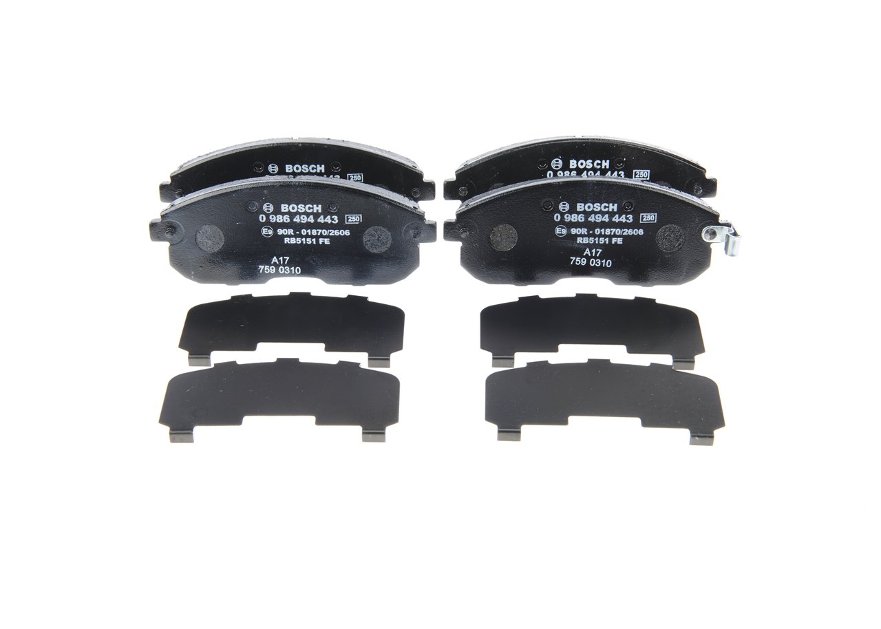 Bremsbeläge 0 986 494 443 BOSCH 24280 VW, OPEL, PEUGEOT, CITROЁN