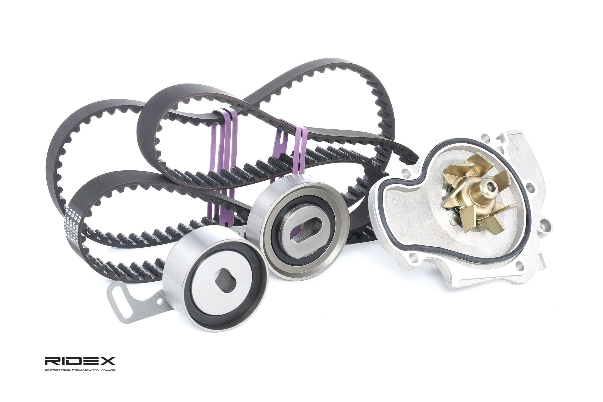 Timing belt kit with water pump RIDEX 3096W0095 rating