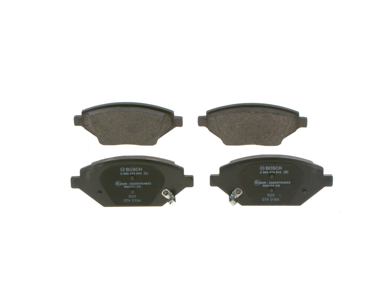 Bremsbeläge 0 986 424 843 BOSCH 42439339 OPEL, VAUXHALL