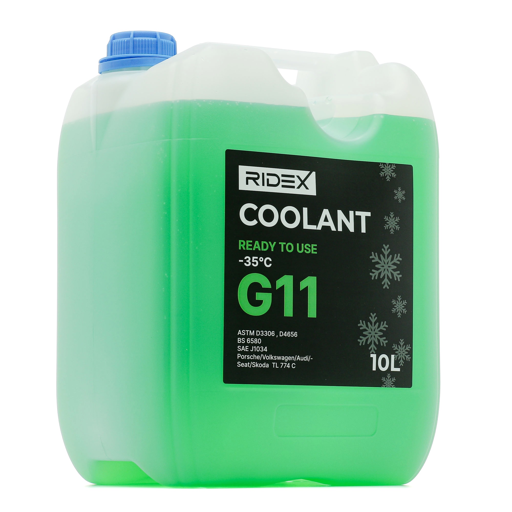 Side view of RIDEX 1602F0062 Antifreeze MTU MTL 5048, green, Capacity: 10l