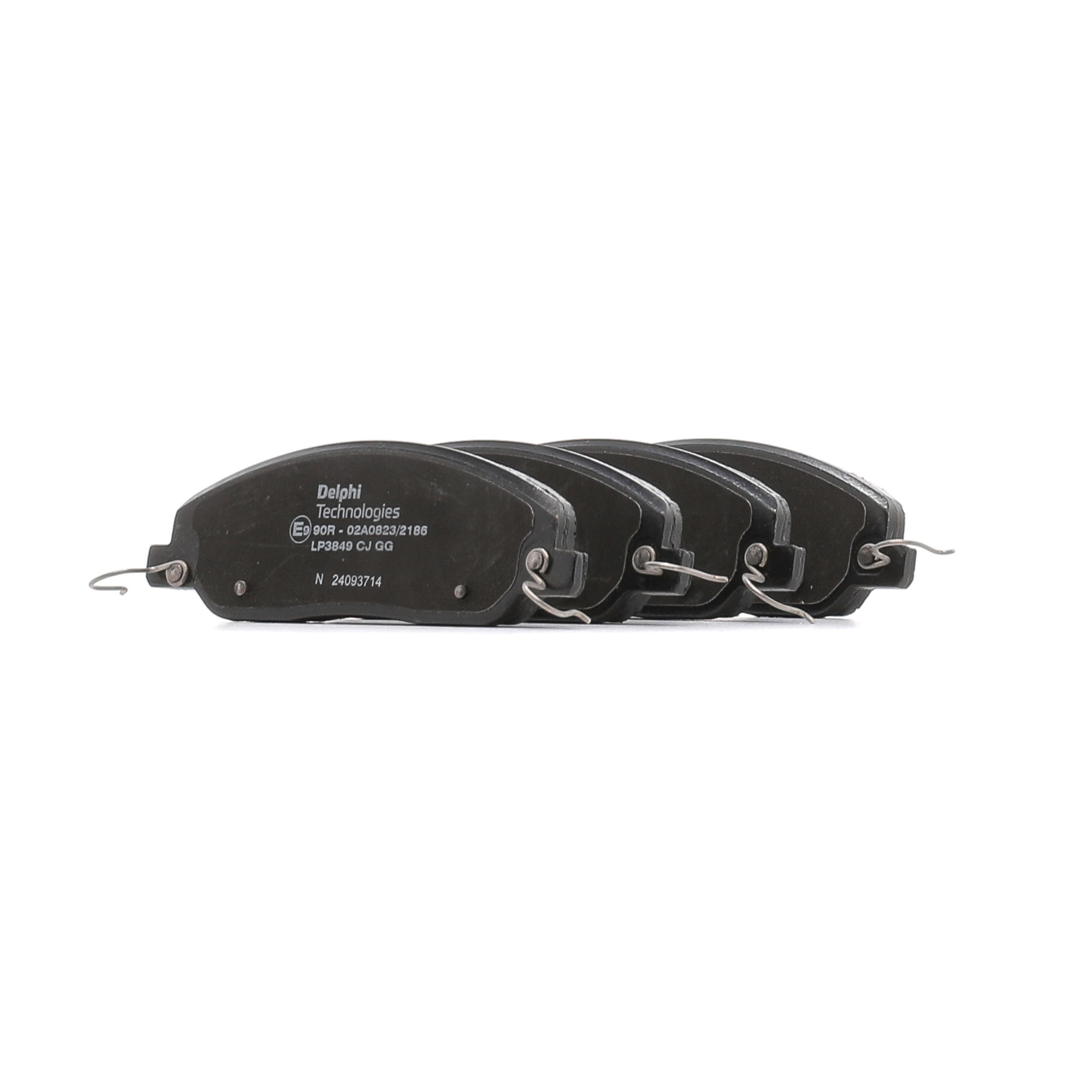 DELPHI LP3849 Brake pad set Width 1: 162,9mm, Width 2: 162,8mm, Height 1: 54,6mm, Height 2: 54,6mm, Thickness 1: 17,7mm, Thickness 2: 17,7mm