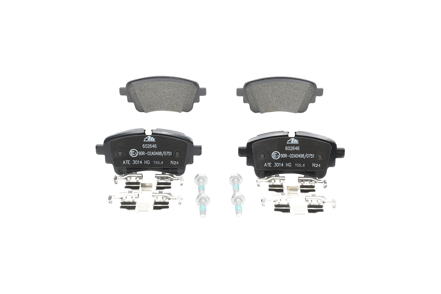 ATE 13.0460-2646.2 Bremsbelagsatz exkl. Verschleißwarnkontakt, mit Zubehör, mit Bremssattelschrauben