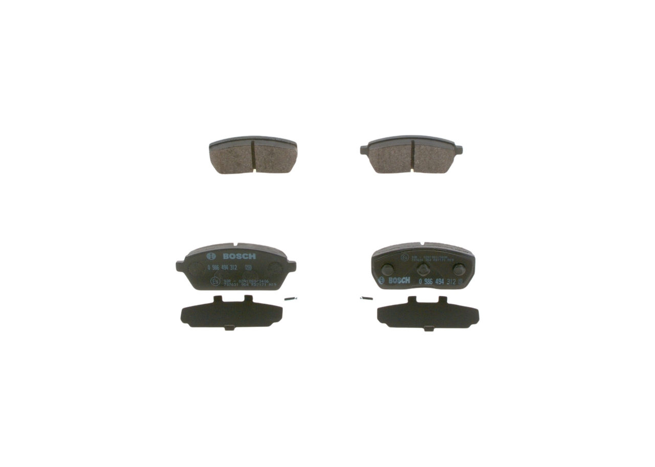 BOSCH 0 986 494 312 Комплект спирачно феродо, дискови спирачки ширина 1: 88mm, ширина 2: 102mm, височина: 40mm, дебелина: 15mm