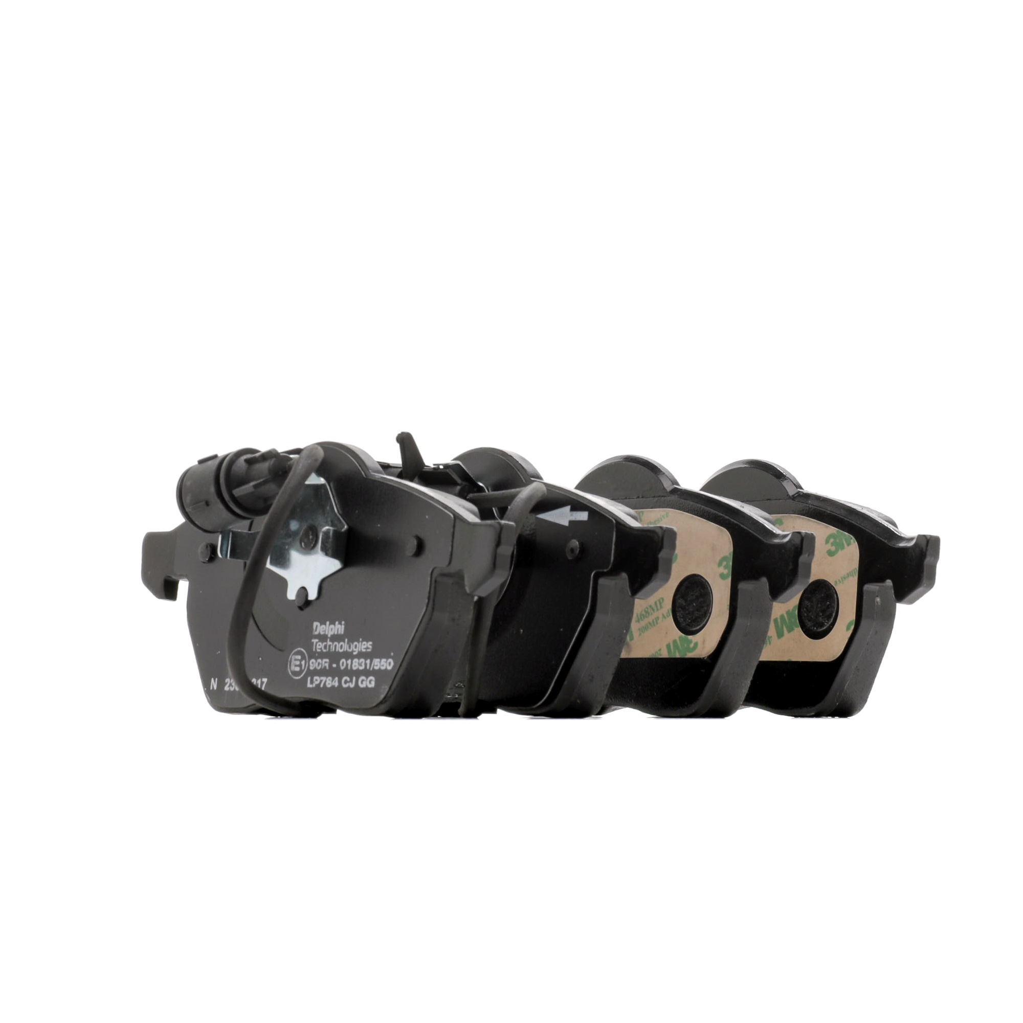 DELPHI LP784 Brake pad set Width 1: 156,5mm, Width 2: 156,3mm, Height 1: 74,2mm, Height 2: 74,2mm, Thickness 1: 19,1mm, Thickness 2: 19,1mm