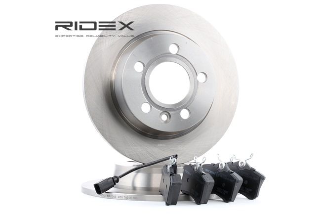 Bremsscheiben und -beläge 3405B0038 RIDEX 1001094 VW, AUDI, OPEL, FORD, SEAT