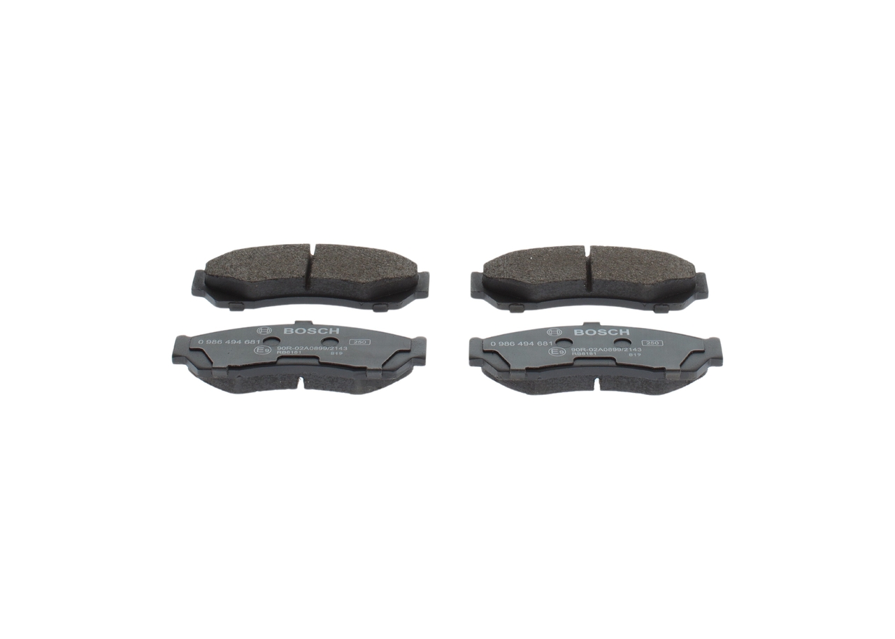 BOSCH 0 986 494 681 Комплект спирачно феродо, дискови спирачки ширина: 121,5mm, височина: 45,4mm, дебелина: 16mm