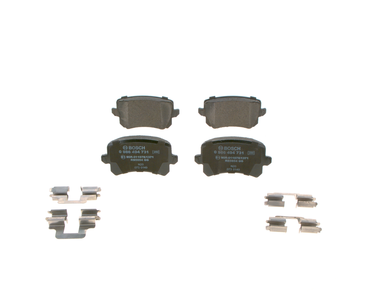 BOSCH 0 986 494 731 Bremseklosser Bredde: 105,6mm, Høyde: 56,3mm, Tykkelse: 16,7mm