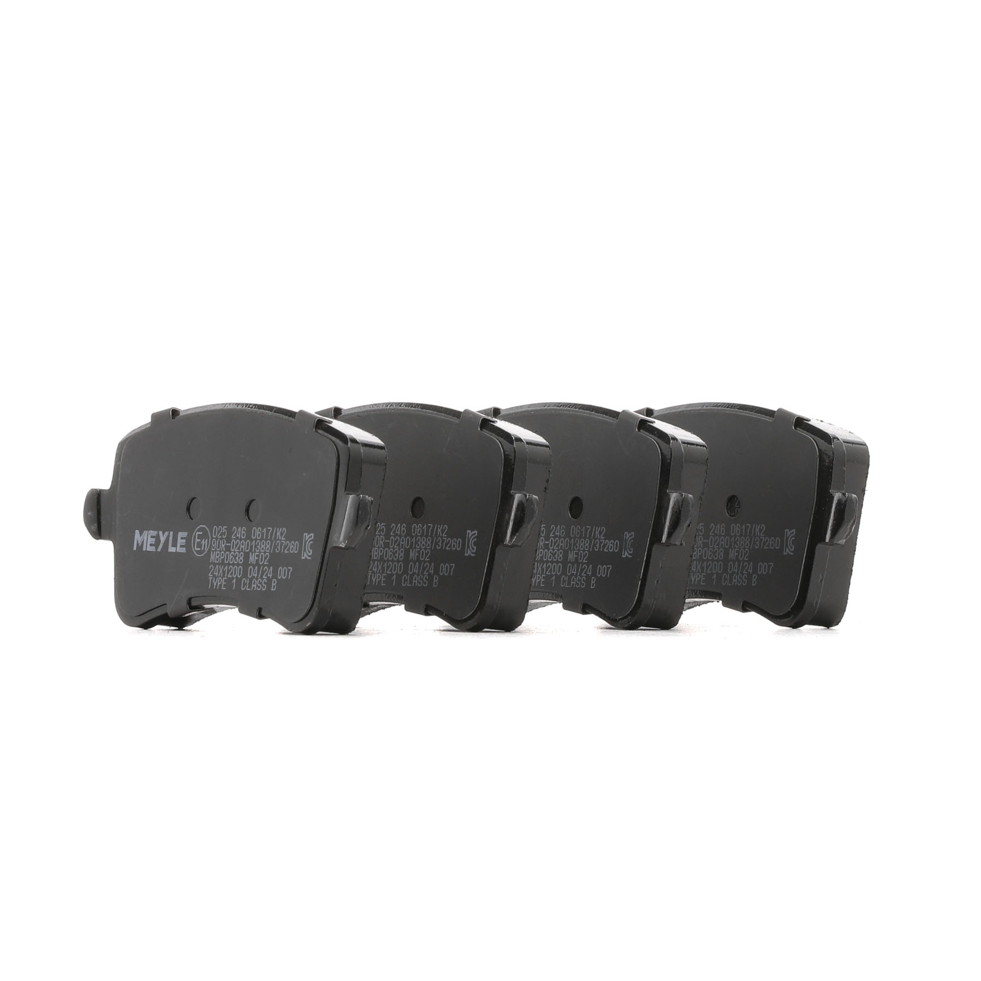 MEYLE 025 246 0617/K2 Комплект спирачно феродо, дискови спирачки ширина: 116,4mm, височина: 58,5mm, дебелина 1: 17,4mm, дебелина 2: 17,7mm